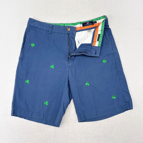 Vineyard Vines Breaker Shorts Mens Size 32 Blue Irish Clover St Pattys Preppy - Picture 3 of 9
